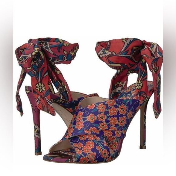 Jessica Simpson Satin Ankle Wrap Heels Size 8, 4" Heel - Picture 1 of 9